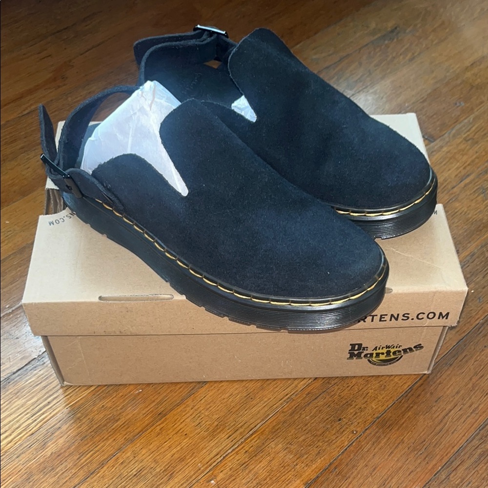 Dr. Martens Black Suede Slingback Shoes